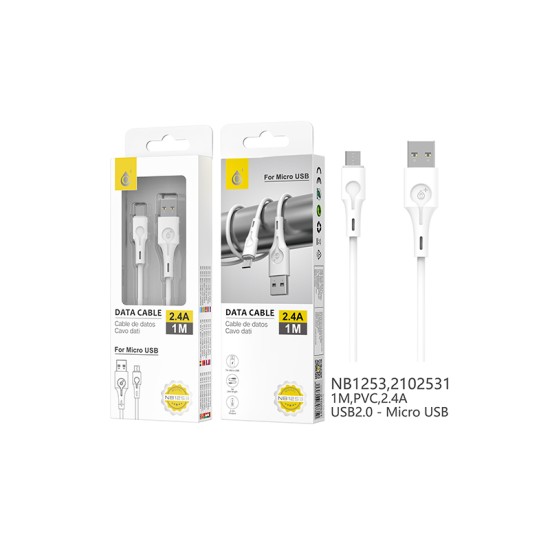 CABLE DE DATOS ABANICO DE ONEPLUS NB1253 NE PARA MICRO USB 2.4A 1M PRETO CABLE DE DATOS ABANICO DE ONEPLUS NB1253 NE PARA MICRO USB 2.4A 1M PRETO